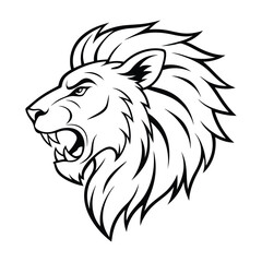 A angry Lion head line art vector illustration graphic design