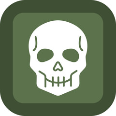 Skull Glyph Green Box Icon