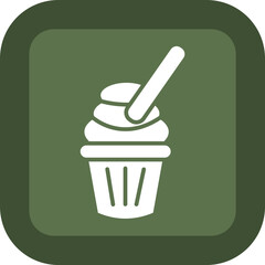 Ice Cream Glyph Green Box Icon