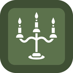 Candle Holder Glyph Green Box Icon