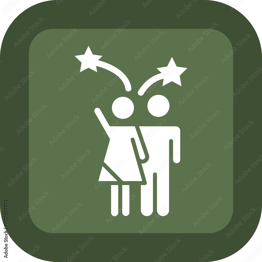 Poster Couple Celebrate Glyph Green Box Icon