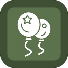 Balloon Glyph Green Box Icon