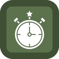 Timer Glyph Green Box Icon