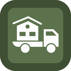 Moving Home Glyph Green Box Icon