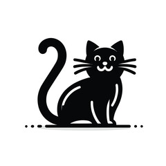 Black silhouette cartoon of a cat on a white background