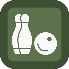 Bowling Glyph Green Box Icon