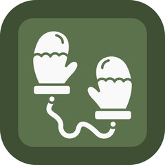 Mitten Glyph Green Box Icon