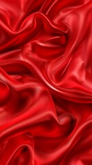 Obraz premium Abstract Red Satin Background: Perfect for Mobile and Computer Wallpapers, Celebrations, National Day, and Christmas Festive Themes, Featuring Natural Curves and Abstract Scenic Art, High-Resolution A