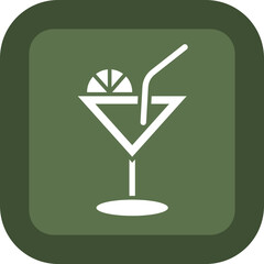 Cocktail Glyph Green Box Icon