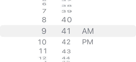 Material design time picker. Clean time picker ui design. GUI element interface for alarm app and stop watch to choose timer