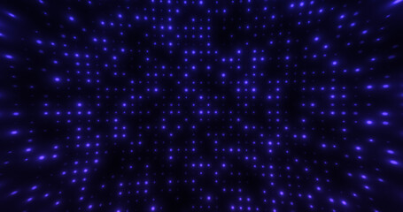 Glow Blue particles abstract background. Beautiful futuristic glittering in space on black background.