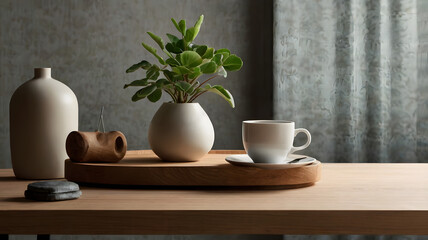 still life with tea and flowers, ai generated