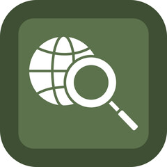 Global Research Glyph Green Box Icon