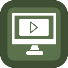 Online Video Glyph Green Box Icon