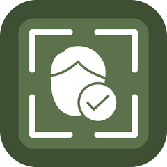 Facial Recognition Glyph Green Box Icon