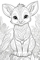 Obraz premium black and cartoon squirrel color book draw, ai generated