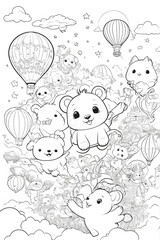Obraz premium set of funny cartoon fishes color book draw, ai generated