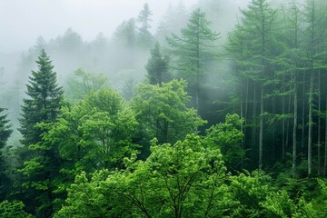 Watercolor painting of a winter forest with tall, snow-covered pine trees, copy space banner, vintage background . Beautiful simple AI generated image in 4K, unique.