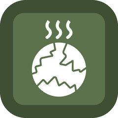Global Warming Glyph Green Box Icon