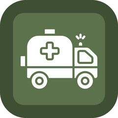 Ambulance Glyph Green Box Icon