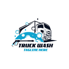 truck washing clean service solution logo template design