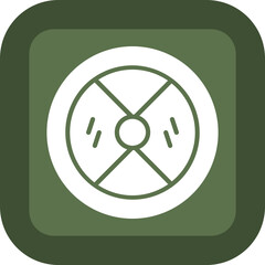 Wood Shield Glyph Green Box Icon