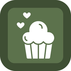 Cupcake Glyph Green Box Icon
