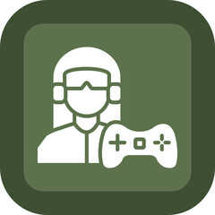 Gamer Girl Glyph Green Box Icon