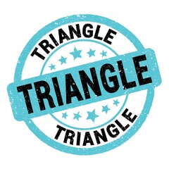 TRIANGLE text written on blue-black round stamp sign.