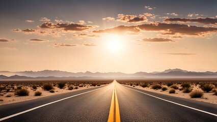 Empty asphalt road, Adventure road in desert