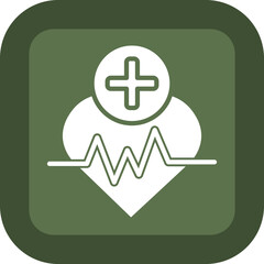 Heart Beat Vector Glyph Green Box Icon