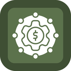 Finance Vector Glyph Green Box Icon