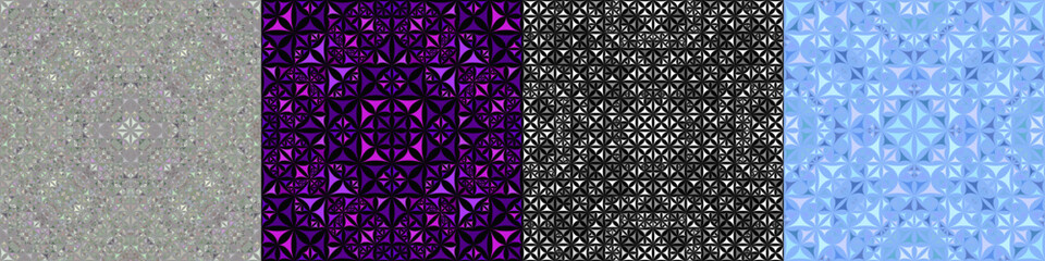 Seamless geometrical kaleidoscope pattern set
