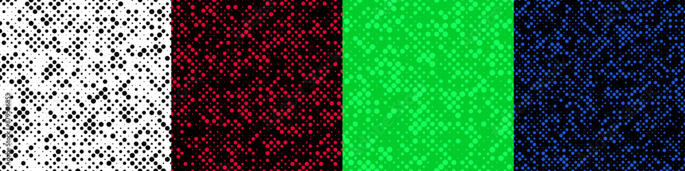 Poster abstract random halftone dot pattern set