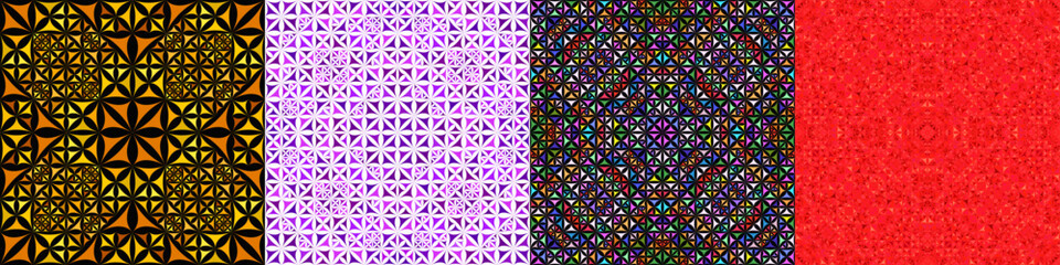 Seamless geometrical kaleidoscope pattern set