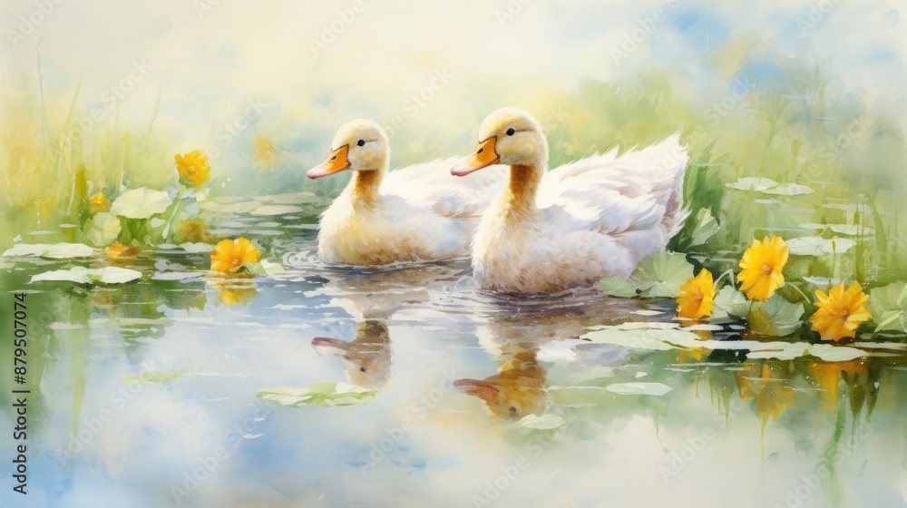 Poster ducks in the lake