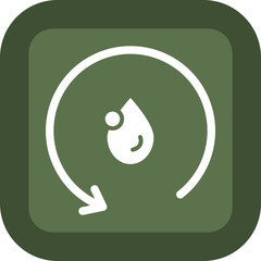 Water Cycle Vector Glyph Green Box Icon
