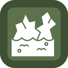 Glacier Vector Glyph Green Box Icon