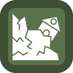 Landslide Glyph Green Box Icon