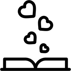 open book, love, heart , love and romance, miscellaneous, valentines day, valentine Icon