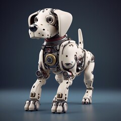 dog, robot, cute dog robot, character, 3d render, futuristic, technology, cyborg, animal, android robotic.