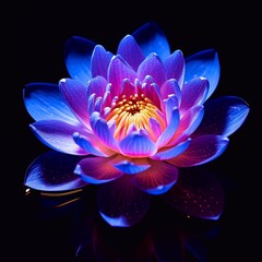 UV Blacklight of lotus, flower, photography, Images that show creativity For design work or advertising work.
