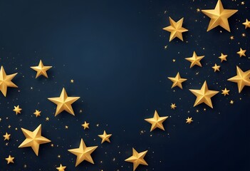 Abstract background with Dark blue and gold particles. Christmas Golden light shine particles bokeh on a navy blue background. Gold foil texture. Holiday concept.