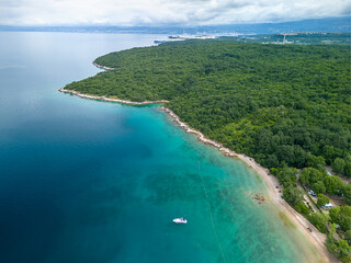 Fototapeta premium Aerial View of Njivice, Island of Krk, Primorje-Gorski Kotar, Croatia