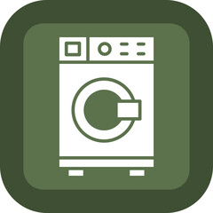 Washing Machine Glyph Green Box Icon