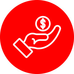Hand Giving Vector Line White Circle Red