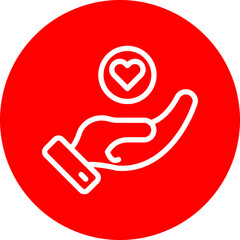Helping Hearts Vector Line White Circle Red