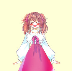 ロリータ服の女性　興奮　赤色