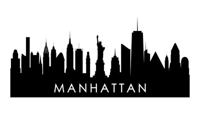Fototapeta premium Manhattan skyline silhouette. Black Manhattan NYC city design isolated on white background. 