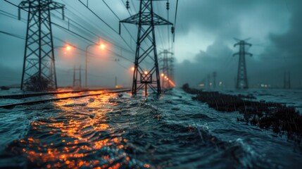 Power Grid Failure Due to Tropical Storm A Dramatic Image of Electrical Catastrophe and Storm-Driven Blackout